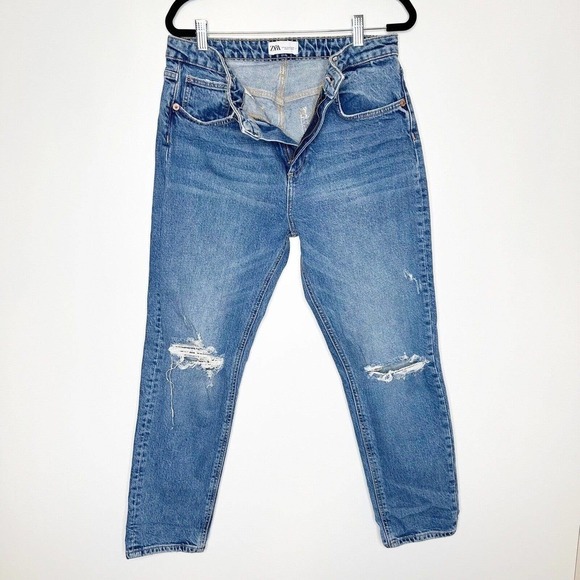 Zara High Waisted Straight Slim Leg Jeans Women's Size 8 - Picture 3 of 8